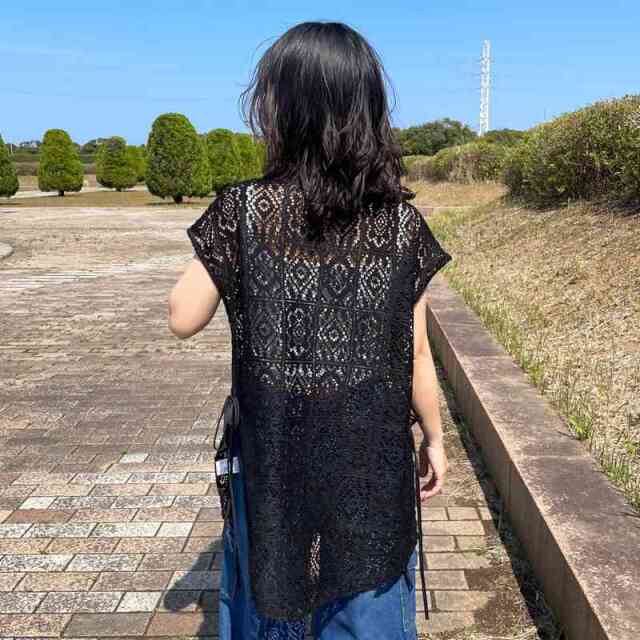 サイドリボンレースチュニック