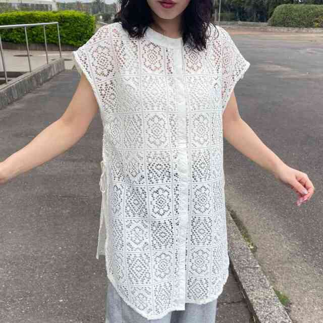 サイドリボンレースチュニック