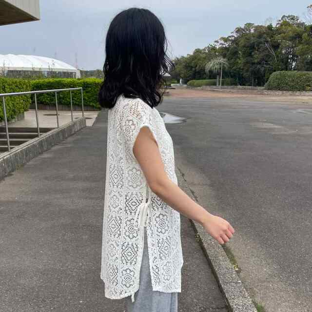 サイドリボンレースチュニック