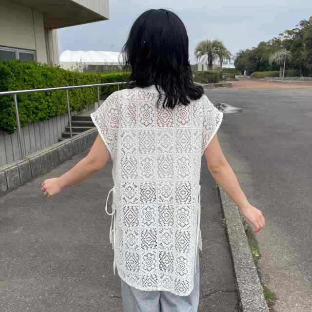 サイドリボンレースチュニック