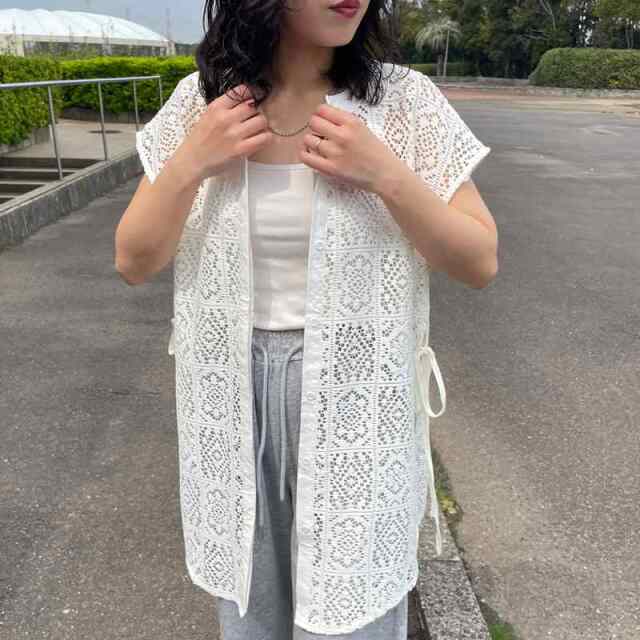 サイドリボンレースチュニック