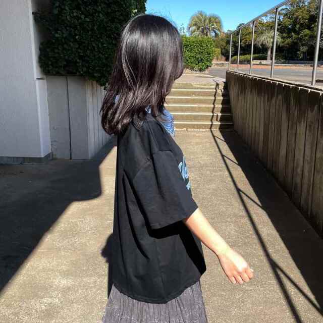 襟デニムハーフジップロゴTシャツ