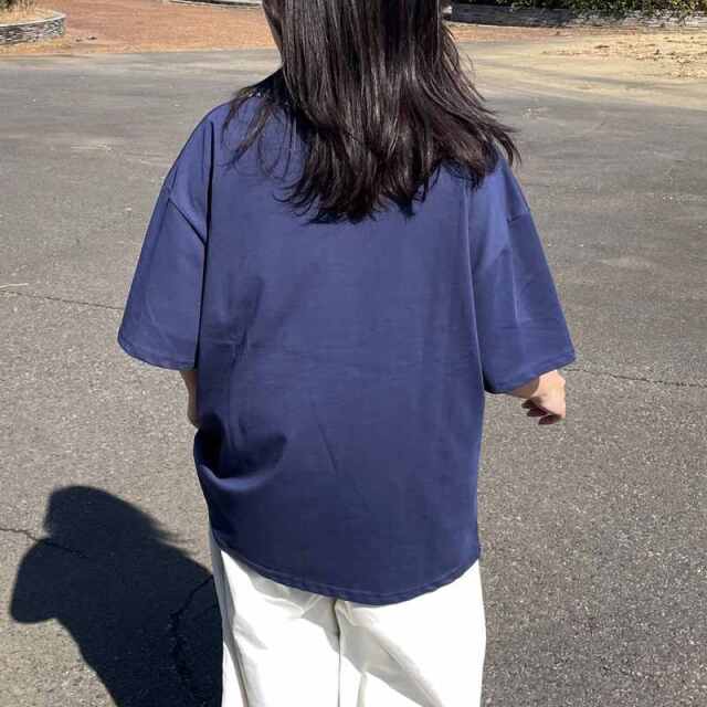 襟デニムハーフジップロゴTシャツ