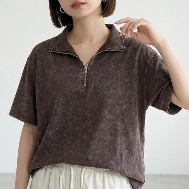 ピグメントハーフジップTシャツ