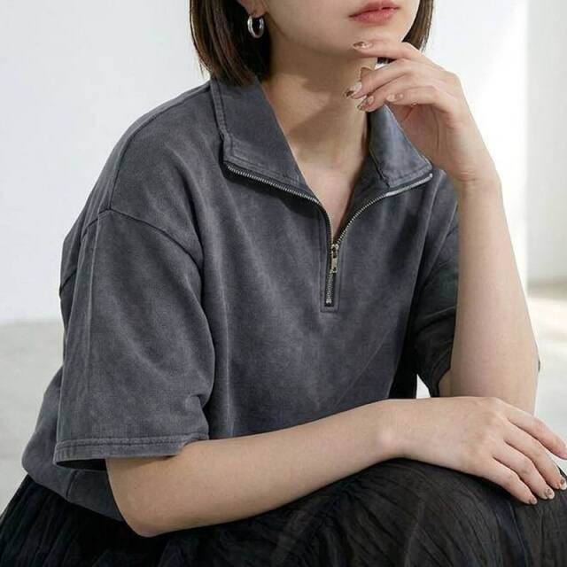 ピグメントハーフジップTシャツ
