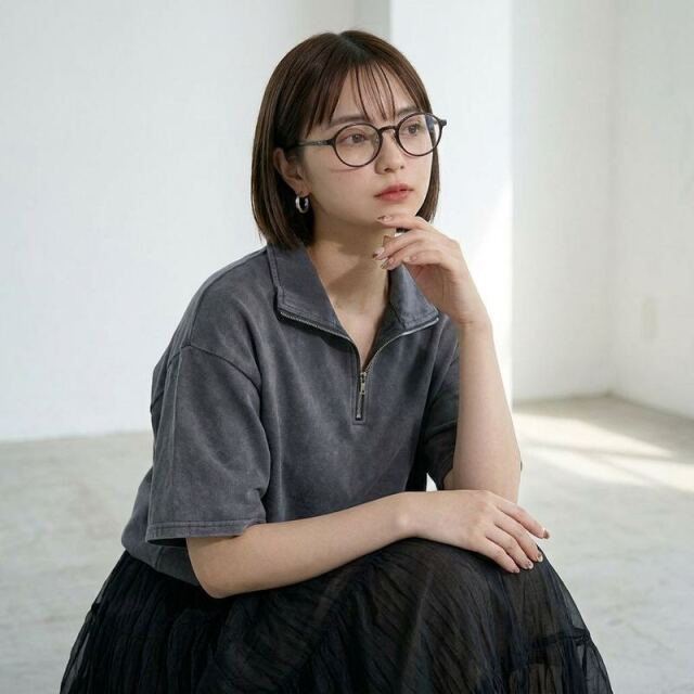 ピグメントハーフジップTシャツ