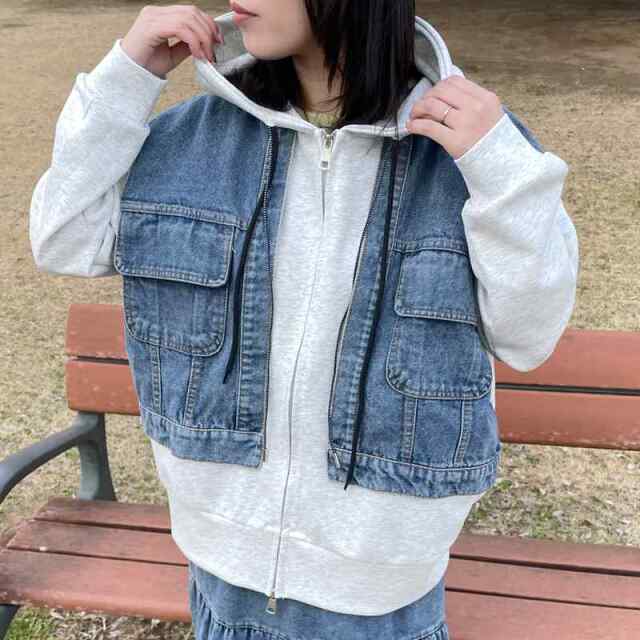 デニム切替WZIPパーカー