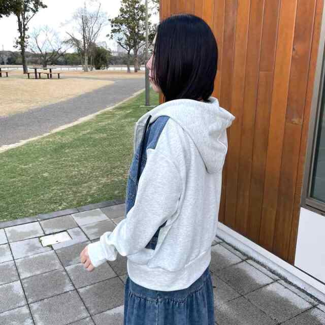 デニム切替WZIPパーカー