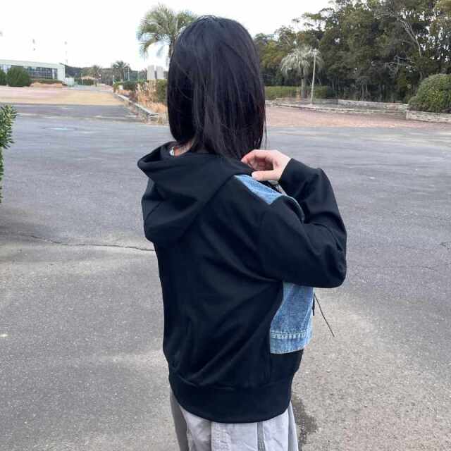 デニム切替WZIPパーカー
