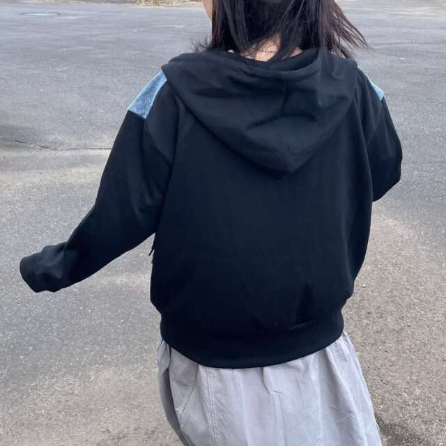 デニム切替WZIPパーカー