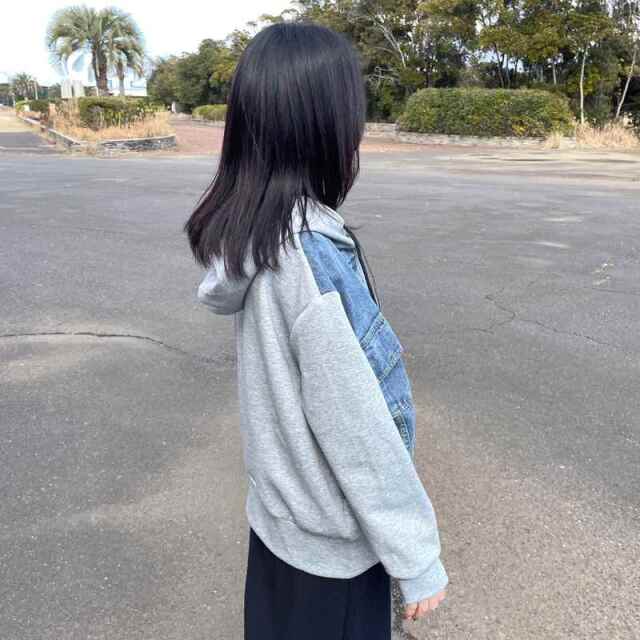 デニム切替WZIPパーカー
