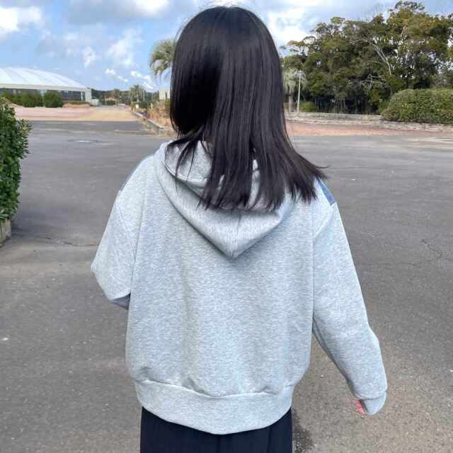 デニム切替WZIPパーカー