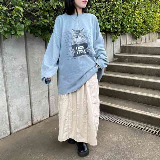 配色ステッチスカート