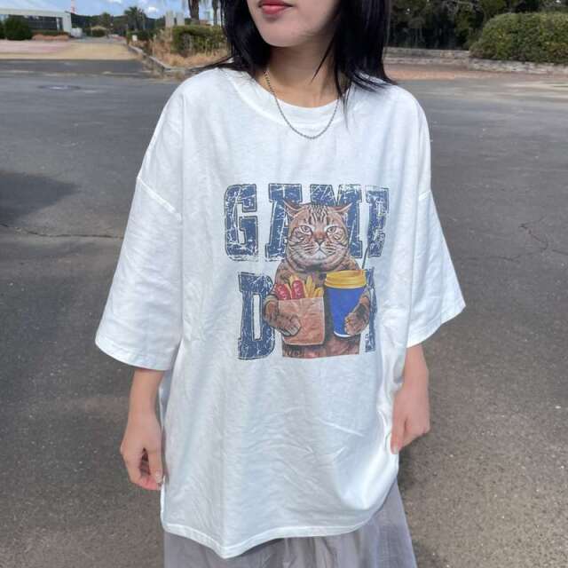 ネコプリントビッグTシャツ