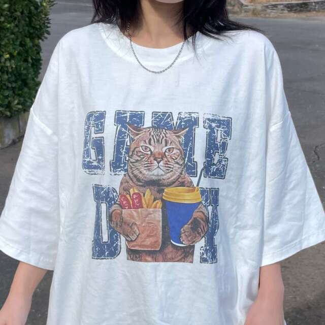 ネコプリントビッグTシャツ