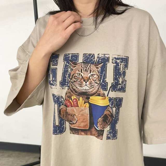 ネコプリントビッグTシャツ