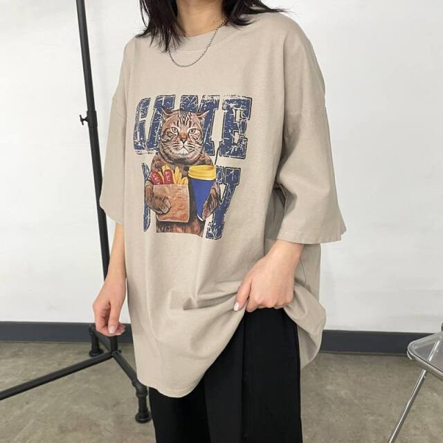 ネコプリントビッグTシャツ