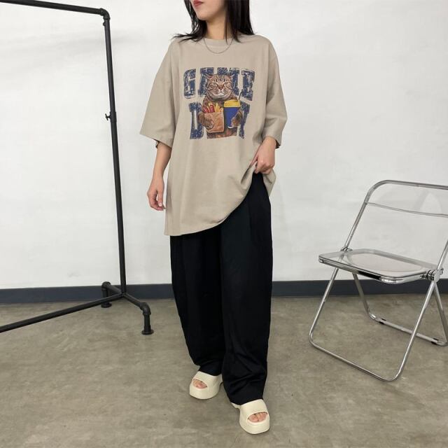 ネコプリントビッグTシャツ