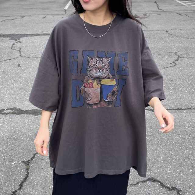 ネコプリントビッグTシャツ