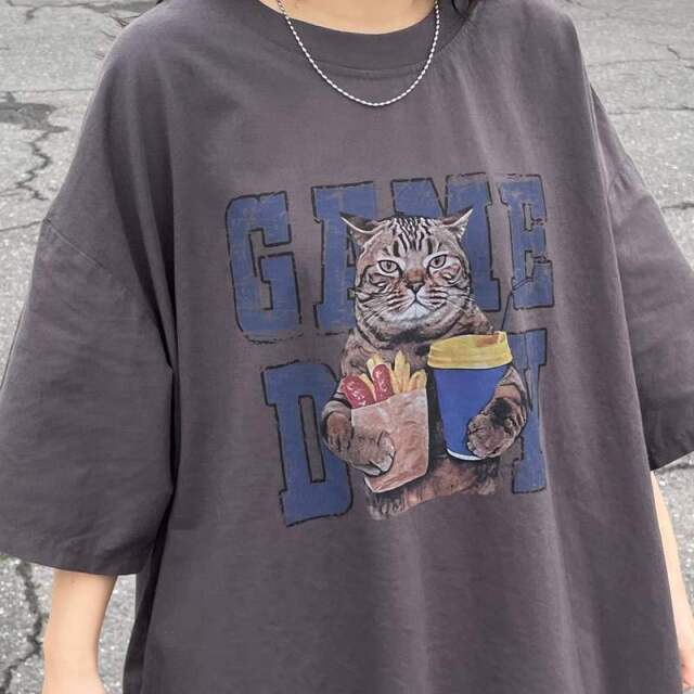 ネコプリントビッグTシャツ