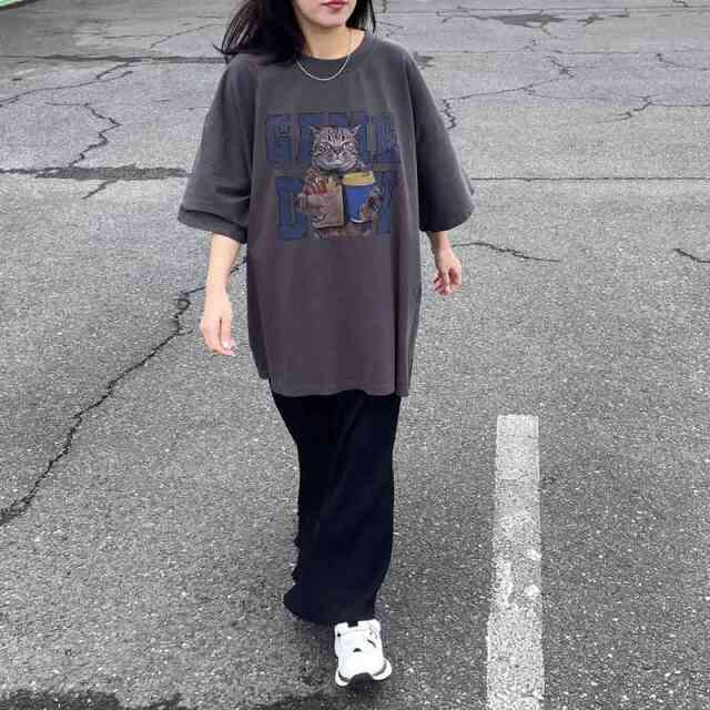 ネコプリントビッグTシャツ