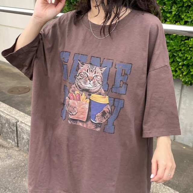 ネコプリントビッグTシャツ