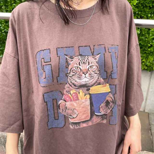 ネコプリントビッグTシャツ