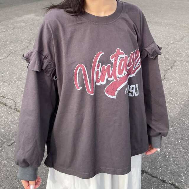 袖フリルロゴプルオーバー