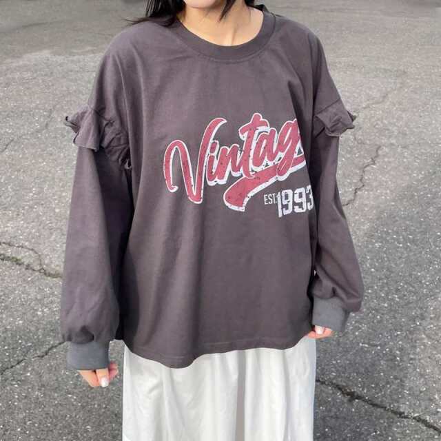 袖フリルロゴプルオーバー