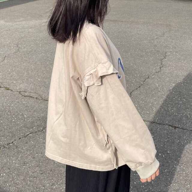 袖フリルロゴプルオーバー