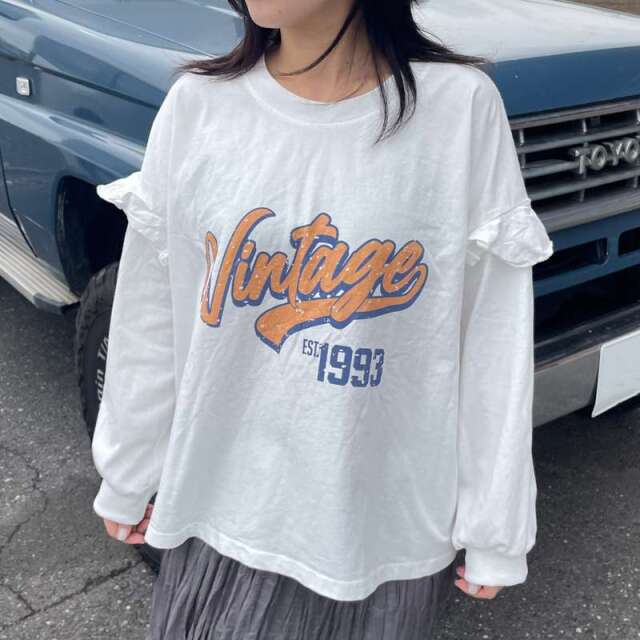 袖フリルロゴプルオーバー