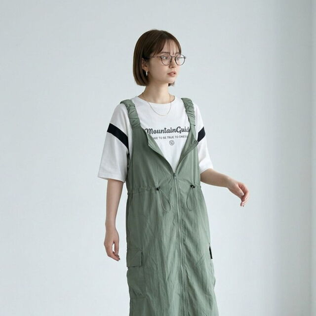 ZIPドロストジャンパースカート