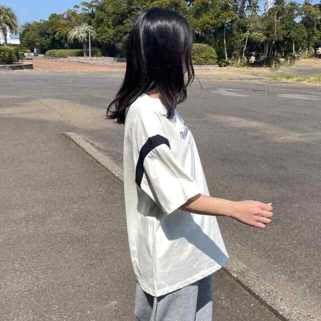 袖配色ロゴTシャツ