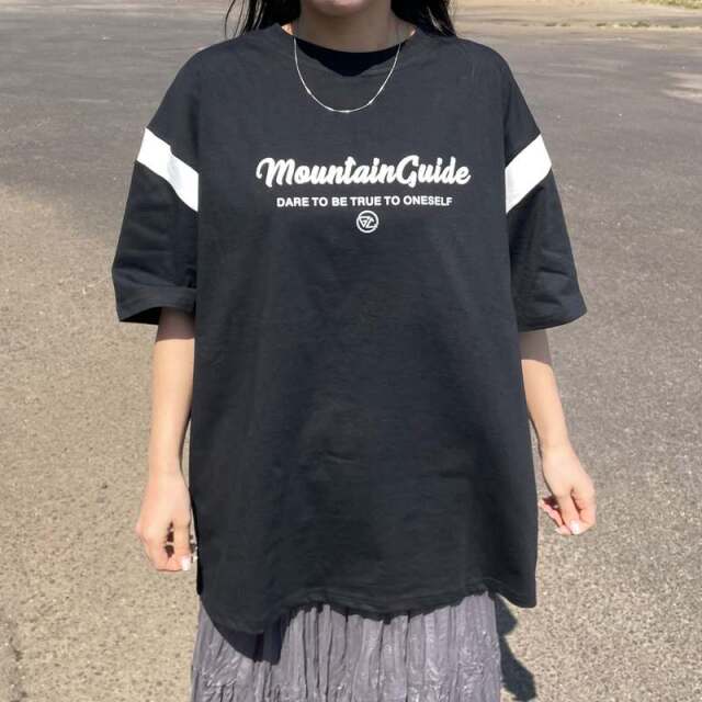 袖配色ロゴTシャツ