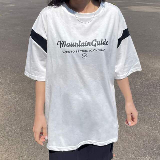 袖配色ロゴTシャツ