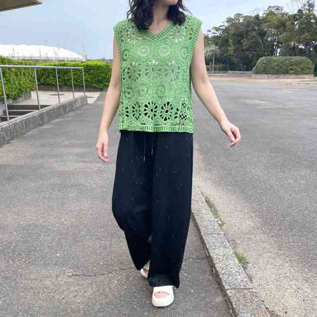 ラメカットカーブパンツ