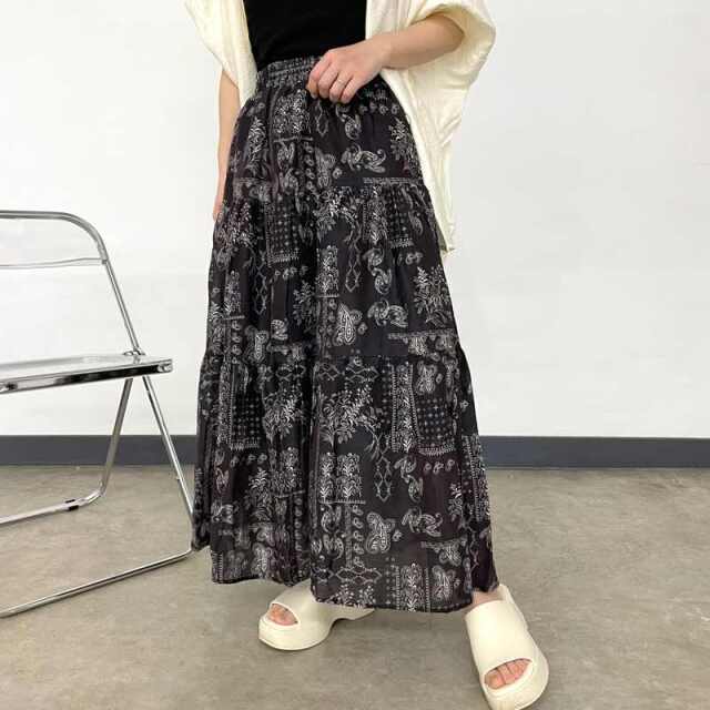 ペイズリーティアードスカート