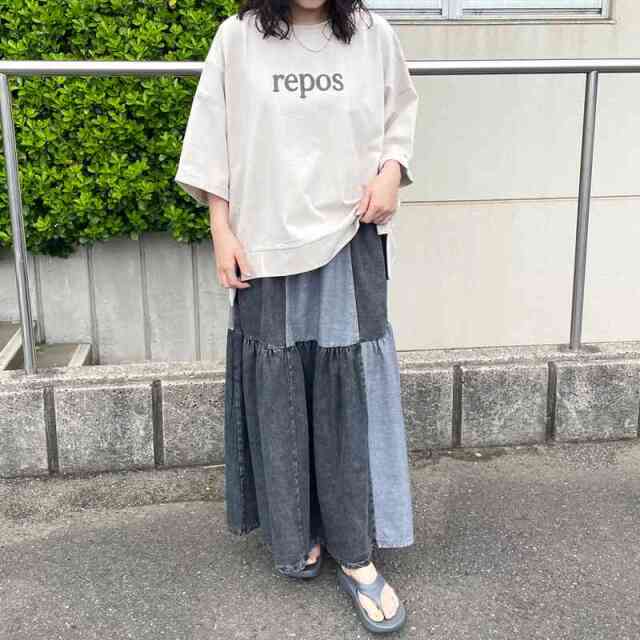 デニム配色スカート