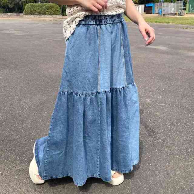 デニム配色スカート