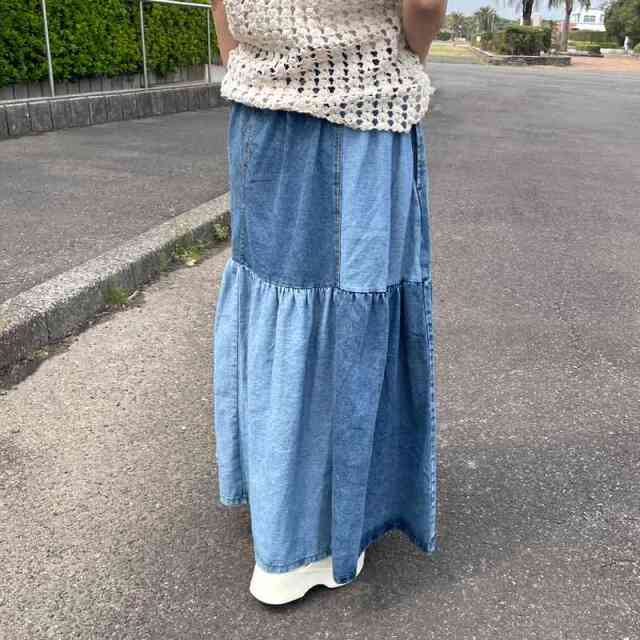 デニム配色スカート