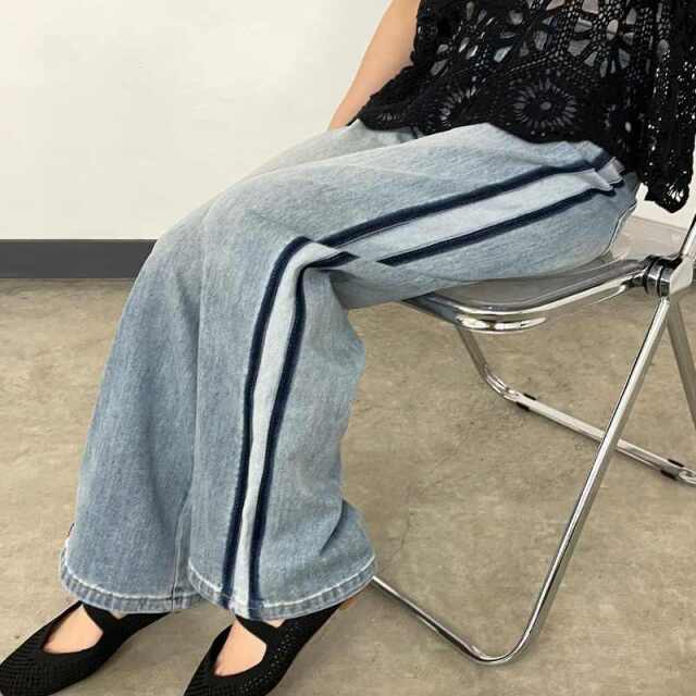 配色ラインデニム