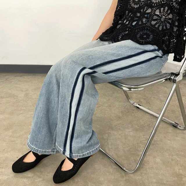 配色ラインデニム