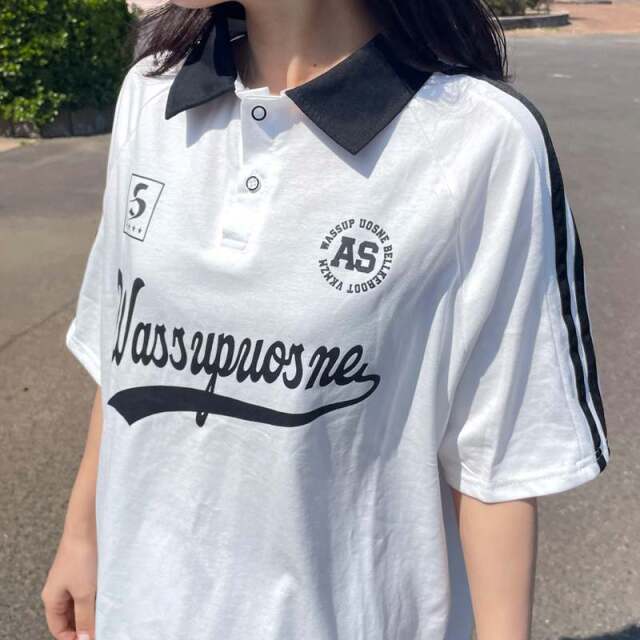 襟付きラインゲームTシャツ