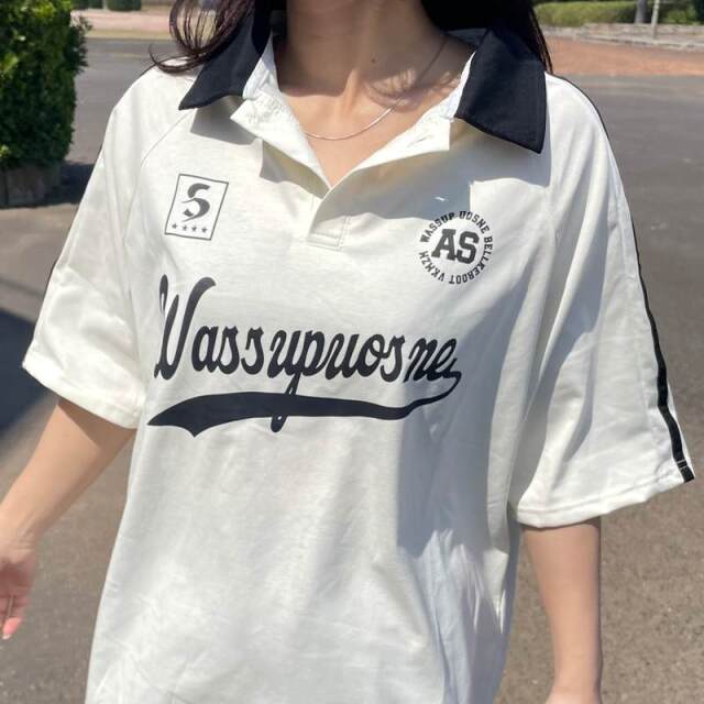 襟付きラインゲームTシャツ