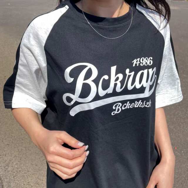 ラグラン配色ロゴTシャツ