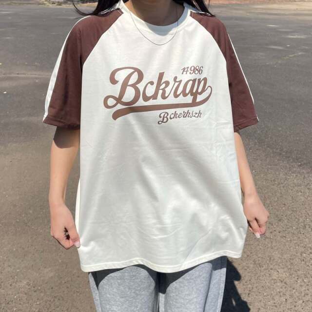 ラグラン配色ロゴTシャツ