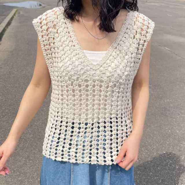 バッククロスクロシェベスト