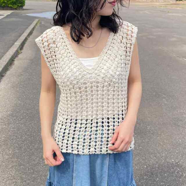バッククロスクロシェベスト