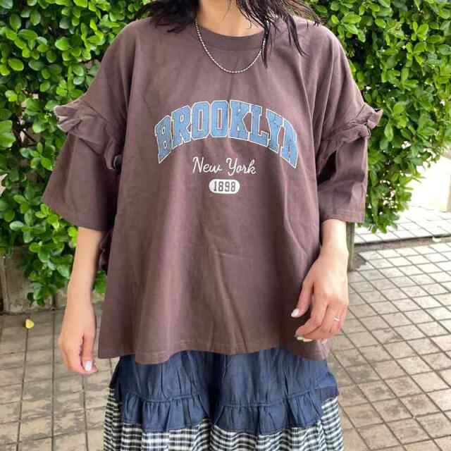 袖フリルカレッジプルオーバー