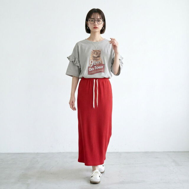 袖フリルネコプルオーバー